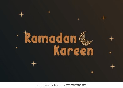 Ramadan Kareem English Typography. An Islamic greeting text in english for holy month "Ramadan Kareem" . Islamic background with hafe moon