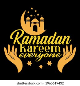 Ramadan Kareem everyone slogan t shirt design template