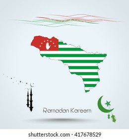 Ramadan Kareem, Feast of Ramadan in Abkhazia , Map flag of Abkhazia , Islamic holiday, eps 10