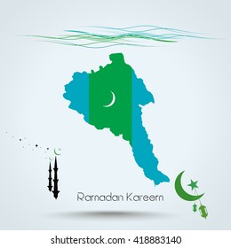 Ramadan Kareem, Feast of Ramadan in Bayan-Ulgii , Map flag of Bayan-Ulgii , Islamic holiday, eps 10