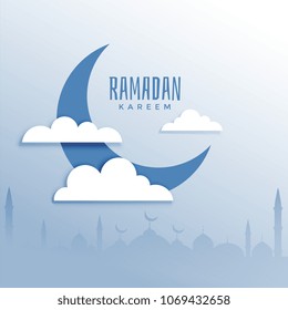 ramadan kareem festival background with moon and cloud