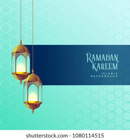 ramadan kareem festival card design with hanging lanterns ramadan kareem festival card design with hanging lanterns