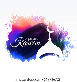 ramadan kareem festival greeting with watercolor background
