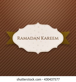 Ramadan Kareem festive Label with Text and Ribbon