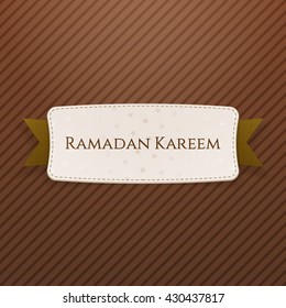 Ramadan Kareem festive Tag with Text and Ribbon