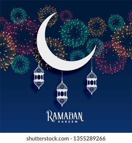 ramadan kareem fireworks background decoration