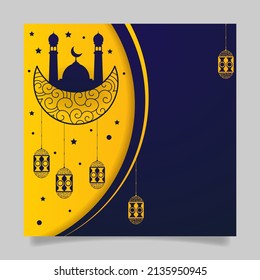 Ramadan kareem flat banner with text space. - Vector.
