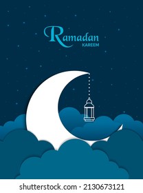 Ramadan Kareem Flat With Crescent Moon