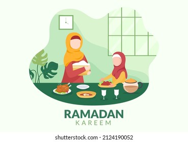 Ramadan Kareem Flat Design Illustration