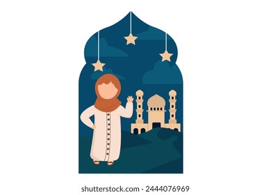Ramadan Kareem Flat Design Illustration