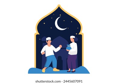 Ramadan Kareem Flat Design Illustration
