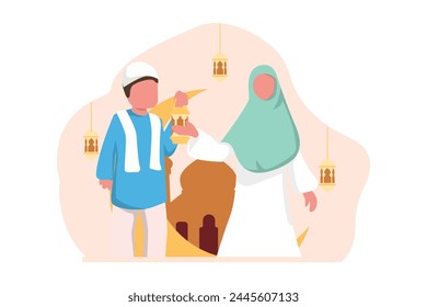 Ramadan Kareem Flat Design Illustration