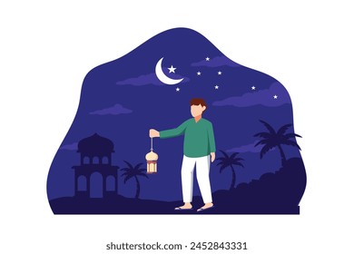 Ramadan Kareem Flat Design Illustration