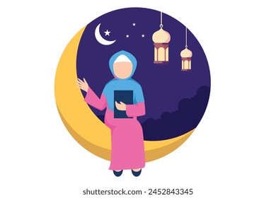 Ramadan Kareem Flat Design Illustration