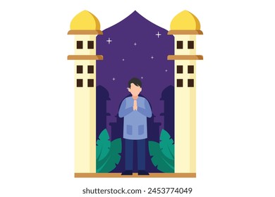 Ramadan Kareem Flat Design Illustration