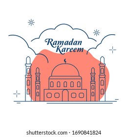 Ramadan kareem flat design, ramadan kareem with mosque background