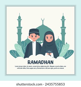 Ramadan Kareem flat design poster. vector illustration