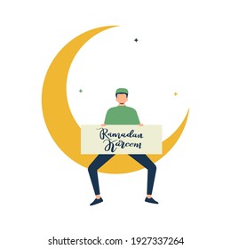 Ramadan Kareem flat illustration with character
