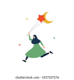 Ramadan Kareem flat illustration with character