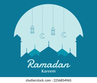 Ilustración plana Ramadan Kareem con Lantern
