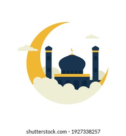 Ramadan Kareem Flat Illustration With Mosque