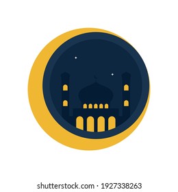 Ramadan Kareem flat illustration with mosque
