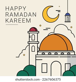 ramadan kareem flat illustration for social media or bussiness requirment