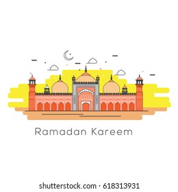 Ramadan Kareem Flat Linear Style Illustration.
Vector