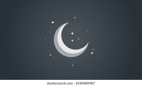 Ramadan kareem flat vector illustration with clouds, mosque, lanterns, crescent moon and stars. Can be used for banners, posters, backgrounds, landing pages, greeting cards, covers, etc.