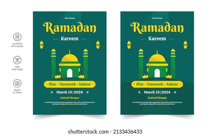 Ramadan Kareem Flyer. Ramadan Kareem conjunto de afiches o invitaciones de diseño.  diseño decorativo retro de tarjetas de felicitación o diseño de invitación