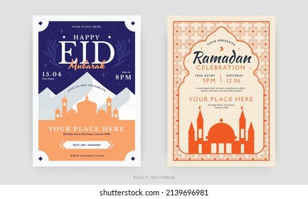 Ramadan Kareem Flyer. Ramadan Kareem conjunto de afiches o invitaciones de diseño. diseño decorativo retro de tarjetas de felicitación o diseño de invitación