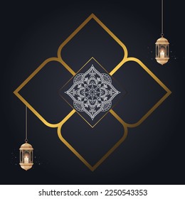 Ramadan Kareem flyer template islamic brochure post Arabic calligraphy, Greeting card celebration of Muslim community festival ( Translation: The month of fasting and the month of blessings and mercy