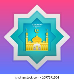 Ramadan kareem frame Mosque muslim background illustration vector