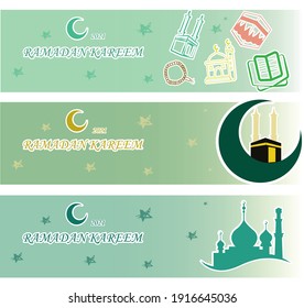 Ramadan Kareem Framed Horizontal Poster. Vector illustration.