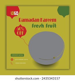 Ramadan Kareem fresh fruit social media post banner template