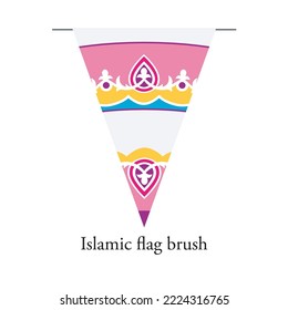 Ramadan kareem. Ramadan garland, decor, flags. Isolated flags brush. Islamic holiday decor template. Style 2