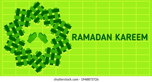 Ramadan Kareem (Generous Ramadan) or Eid Mubarak greetings for Islam religious. Wallpaper design template.