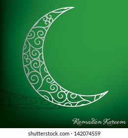Ramadan Kareem (Generous Ramadan) filigree moon card in vector format.