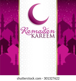 "Ramadan Kareem" (Generous Ramadan) Mosque card in vector format.