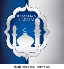 "Ramadan Kareem" (Generous Ramadan) Mosque card in vector format.