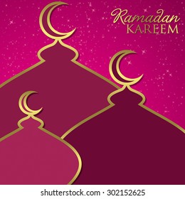 "Ramadan Kareem" (Generous Ramadan) Mosque card in vector format.