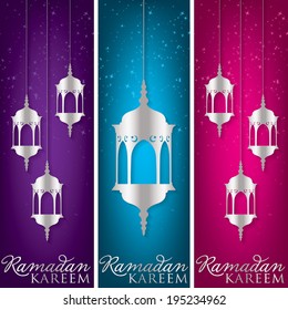 "Ramadan Kareem" (Generous Ramadan) web banners in vector format.