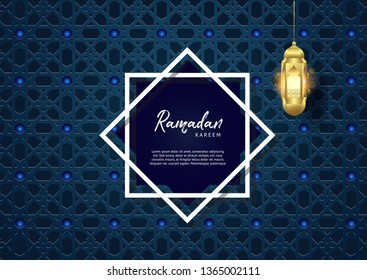 Ramadan kareem geometry background with lantern