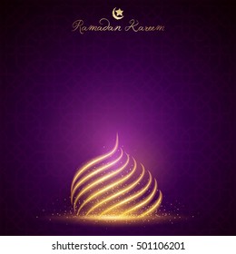 Ramadan Kareem glow mosque dome islamic vector background design