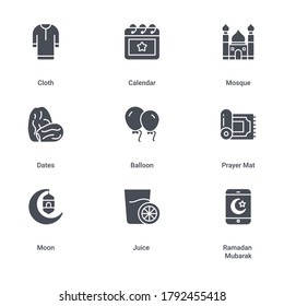 Ramadan Kareem Glyph Icon set design, Ramadan, Islamic Muslim religion and traditional theme Vector illustration.