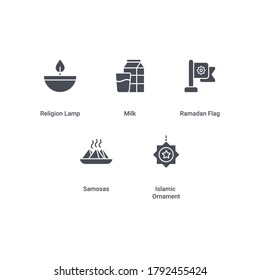 Ramadan Kareem Glyph Icon set design, Ramadan, Islamic Muslim religion and traditional theme Vector illustration.