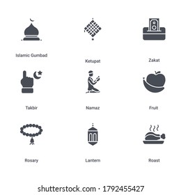 Ramadan Kareem Glyph Icon set design, Ramadan, Islamic Muslim religion and traditional theme Vector illustration.