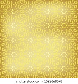 Ramadan Kareem gold greeting card, banner, pattern. Vector Arabic ornate geometric shining background in Islamic style