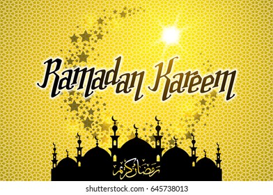 Ramadan Kareem gold greeting card on background. Vector illustration. art