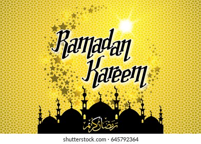Ramadan Kareem gold greeting card on background. Vector illustration. art